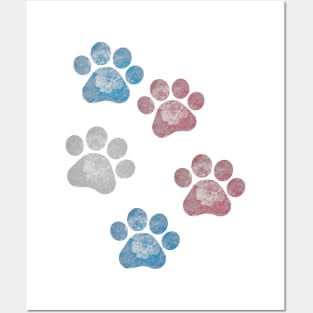 Subtle Floral Paw Prints Flag Posters and Art